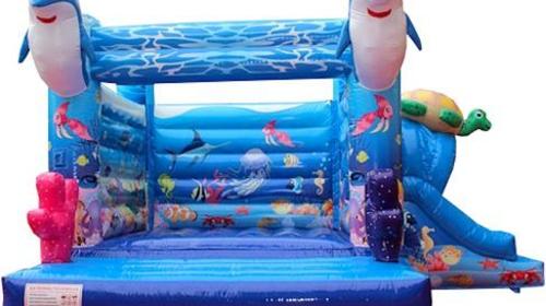 HÜPFBURG DELFIN | MIT RUTSCHE | MEERESSCHILDKRÖTE | DELFIN | HÜPFEN | RUTSCHEN