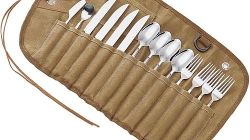 Essbesteck Küchenbesteck Campingbesteck 36 teilig Edelstahl in Bestecktasche Küchenset