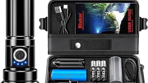 Taschenlampe LED aufladbar 500.000 Lumen extrem Hell zoombare taktische Taschenlampen Camping