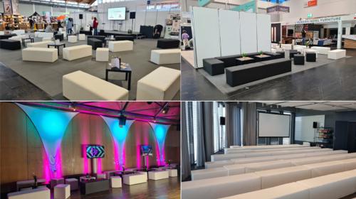 Loungemöbel Set, Sitzbank, Sitzwürfel, Loungetisch