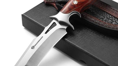 Jagdmesser feststehende Klinge 13cm Klingenlänge Outdoormesser M390 Stahl Gürtelmesser Lederscheide