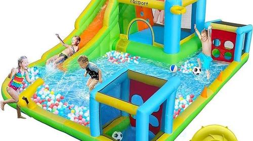 Hüpfburg mit Rutsche Outdoor mit Gebläse 480 x 370 x 210 cm Hüpfburgen Kinder aufblasbar