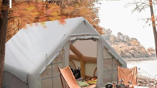 Glampingzelt aufblasbar 400 x 300 x 210 cm aufblasbares Campingzelt für 4–8 Personen Luftpumpe