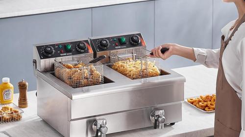 Kommerzielle elektrische Fritteuse Doppelfritteuse 2 x 11 l Fassungsvermögen 2 x 3000 Watt