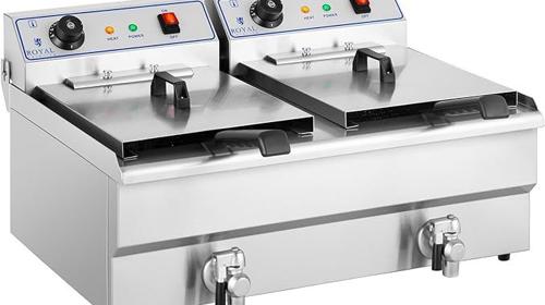 Elektro Fritteuse Starkstrom Doppel-Gewerbe-Fettfritteuse 2 x 16 L 2 x 6.000 Watt 380 V Starkstrom
