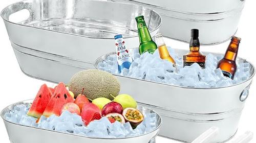 Früchtekühler Getränkekühler Getränkewanne Henkel runde Zinkwanne Schaufeln Sektschale Champagne