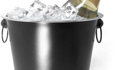 Weinkühler Sektkühler mit Griffen edles glattes schwarzes Design ideal zum Kühlen von Sekt Wein