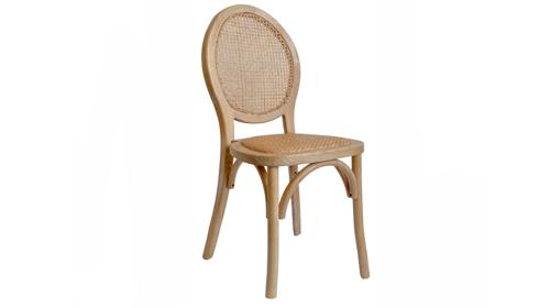 Holzstuhl LOUIS RATTAN naturbraun mit Rattan Sitzfläche mieten | weds4rent