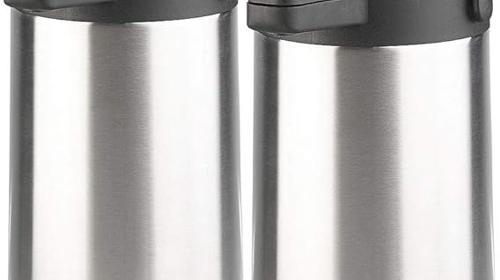 Isolierkanne Pumpkanne 2er-Set Pump-Vakuumisolierkanne Kaffeekanne doppelwandig mit Pumpsystem 2x3L