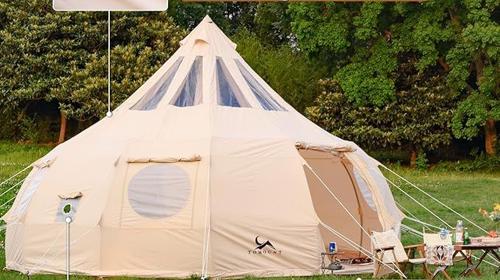 Tipizelt Jurtenzelt Familienzelt Zwiebelzelt Canvas-Zelt 8-Personen 5x3,15m Segeltuch Pyramidenzelt
