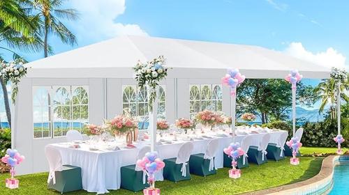 Pavillon 3 x 9 m Partyzelt Pavillon wasserdicht winterfest 8 abnehmbaren Wänden Gartenpavillon