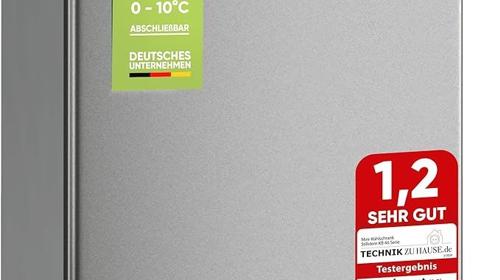 Minikühlschrank Kühlschrank mit Schloss 45 Liter H 45 x B 45 x T 51 cm silber leise Frostfach