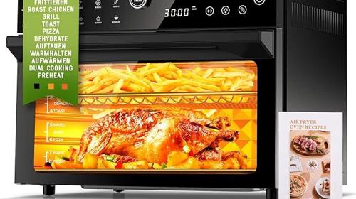 Heißluftfritteuse 30 L XXL Minibackofen Multikocher mit LED-Touchscreen mit Umluft 20 Programme
