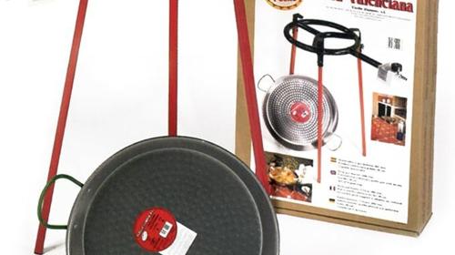 Paella-Pfanne Durchmesser 38 cm 3 rechteckige Standbeine Pfanne polierter Stahl 300 mm Gasbrenner