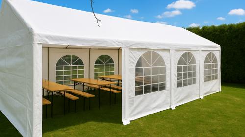 Partyzelt / Festzelt / Bierzelt / Hochzeitszelt / Zelt (4x8) & (5x10) m bis 100 Personen (beheizt)