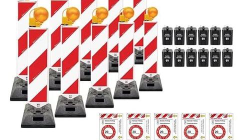 Leitbaken-Set 10 Stück Warnbake Leitbake Sicherheitsbake Fuß & Leuchte 2-seitig