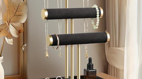 Schmuckständer Schmuck Organizer mit 3 Ebenen schwarz Armbänder abnehmbarer T-Steg Schmuck Ständer