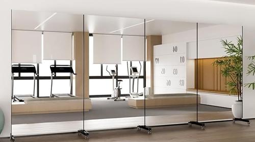 Ganzkörperspiegel 170 x 100 cm Spiegel Fitnessraum groß Rollen 360° drehbar Standspiegel Spiegel