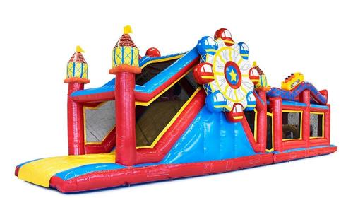 Hindernisparcours 17m mit Klettermodul und Rutsche