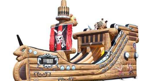 Riesenrutsche und Hüpfburg Piratenschiff mieten