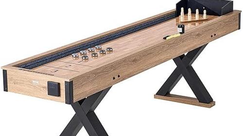 Bowlingset Shuffleboard-Tisch 9 Fuß Shuffleboard 2-in-1 Shuffleboard- und Bowling-Kombispielset