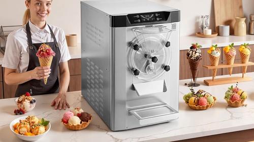 Eiscrememaschine gewerblich Eismaschine Bällcheneis 2000 W 12–20 L/h Tischgerät Gelato 6L Edelstahl