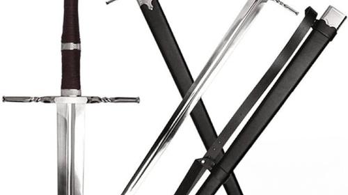 Schwert Minischwert Ritterschwert scharf  aus Stahl mit Scheide inspiriert The Wittcherr Requisite