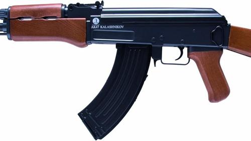Sturmgewehr Kalashnikov Gewehr Waffe AK 47 wood Kaliber 6 mm Federdruck 0.5 Joule Replika