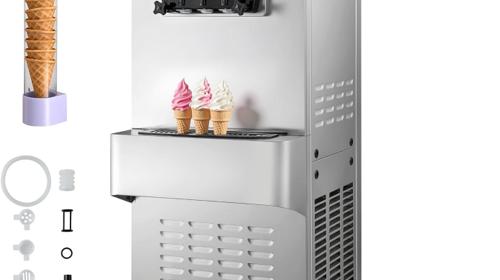 Eiscrememaschine freistehend Softeismaschine 2 x 6 L 20-28 L/h Speiseeisbereiter Eismaschine 2200 W