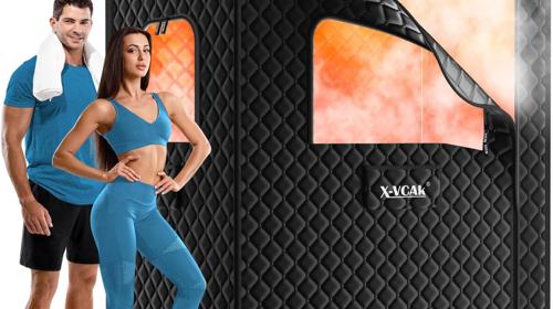 Tragbare Dampfsauna Sauna Saunazelt Saunakiste für 2 Personen 2 Dampfstreamer 2 Klappstühle