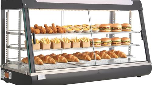 Wärmetheke 180 L 3-stöckig Warmhaltevitrine 1600 W Warmhaltetheke 30–85 °C Speisenwärmer LED