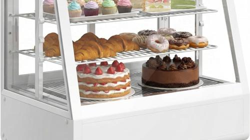 Kühlvitrine 100 L kompakte Kühltheke Tortenvitrine mit LED-Beleuchtung digitale Temperaturregelung