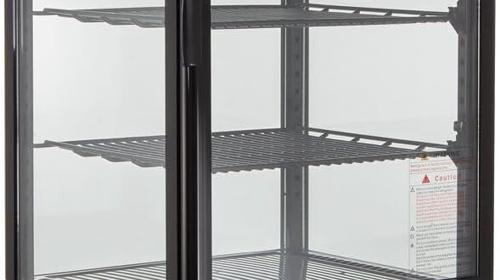 Gastro Kühlvitrine 78 Liter Buffet Vitrine +2 °C bis +6 °C mit LED schwarz  Kühltheke mit Glastür