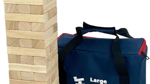 Wackelturm Tumble Tower Holzklötze Stapelturm Riesen Yenga Toppling Blocks Spielzeug Tragetasche