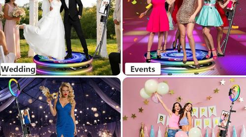 Foto-Drehteller 360°-Fotokabine mit holografischem Display KI-Sprach-App-Fernbedienung automatisch