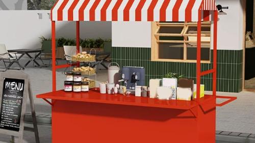 Verkaufsstand 200 mobil Marktstand 200 x 200 cm feststellbare Räder Veranstaltungen im Freien