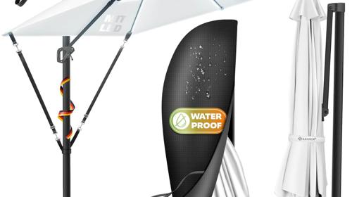 Sonnenschirm LED Beleuchtung Ampelschirm Marktschirm 300 x 300 cm inkl. Abdeckung + Windsicherung