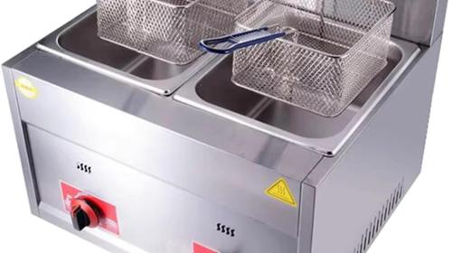 Gas Fritteuse 20 L = 2 x 10 L kommerziell Edelstahl Fritteuse Frittierkorb Deckel Privat Gewerbe