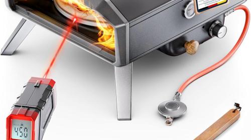 Pizzaofen Gas 6,2kW Outdoor 450°C Gas Pizza Ofen Outdoor Pizzastein Drehteller Pizzaschaufel Tasche