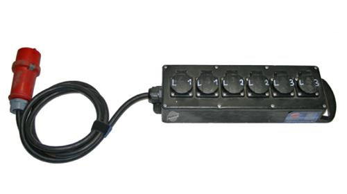 Stromverteiler 16A 400V auf 3x 2 Phasen 240V 16A – Eventstrom, Baustrom, Stromtechnik