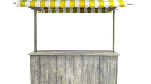 Buffet-Marktstand gelb – Bartheke, Mobile Bar, Ausschanktheke, Eventtheke