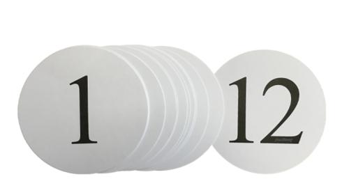 Tischnummern Set 1-12 – Miettisch, Eventtisch, Veranstaltungstisch, Partytisch, Tischzubehör