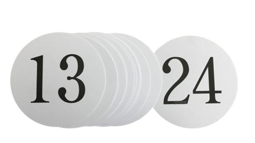 Tischnummern Set 13-24 – Miettisch, Eventtisch, Veranstaltungstisch, Partytisch, Tischzubehör