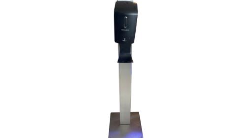 Desinfektionssäule schwarz (automatisch) – Miettisch, Eventtisch, Veranstaltungstisch, Partytisch