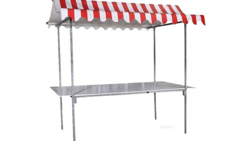 Stahl Marktstand rot-weiß – Bartheke, Mobile Bar, Ausschanktheke, Eventtheke