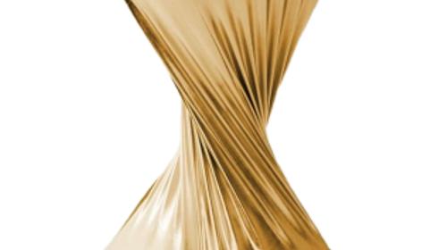 Stretchhusse Gold 1 teilig. – Stehtisch, Bistrotisch, Hochtisch, Partytisch, Miettisch, Eventtisch