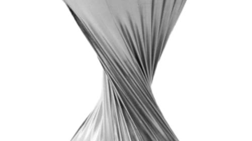 Stretchhusse Silber 1 teilig. – Stehtisch, Bistrotisch, Hochtisch, Partytisch, Miettisch, Eventtisch