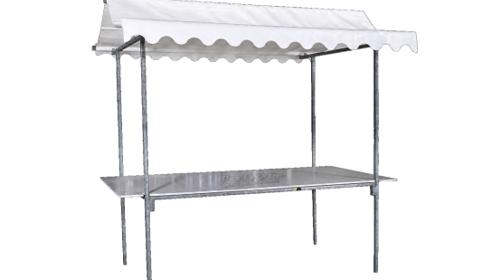 Stahl Marktstand Weiß – Bartheke, Mobile Bar, Ausschanktheke, Eventtheke