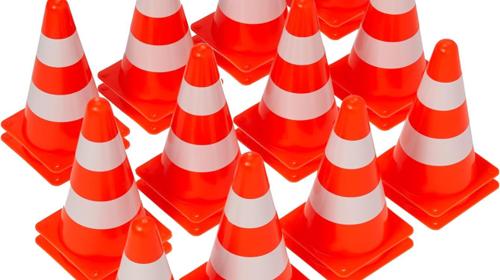 Verkehrshütchen Markierungskegel Pylonen Begrenzungsmarkierung Verkehrsführung 23 cm orange & weiß