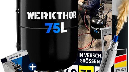 Sandstrahlgerät 75 L mobil Sandstrahler Holz & Metall  inkl. Luftkompressor 8 – 10 bar Sandstrahl